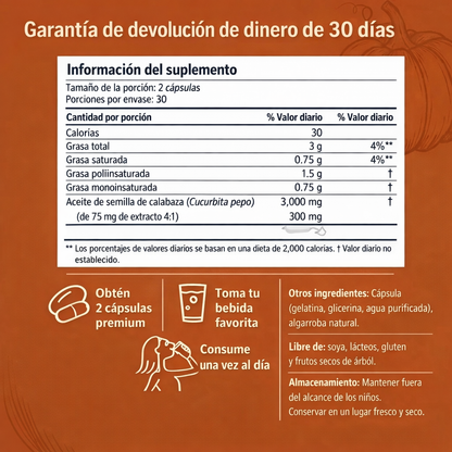 Semilla de Calabaza Plus® | Cabello y Bienestar de Vejiga
